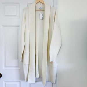 NEW Nine West Cream Ivory Off-White Long Open Front Cozy Cardigan XXL
